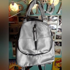 Silver purse & backpack